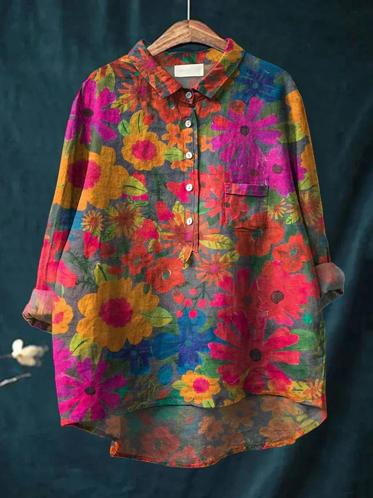 ALEXANDRA™ | Blusa Artística Con Motivos Naturales